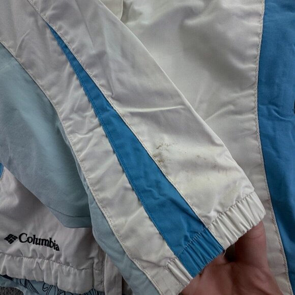 Columbia Jacket Girls Medium 10-12 White Blue Full Zip Hooded Whirlibird Youth - Picture 15 of 16